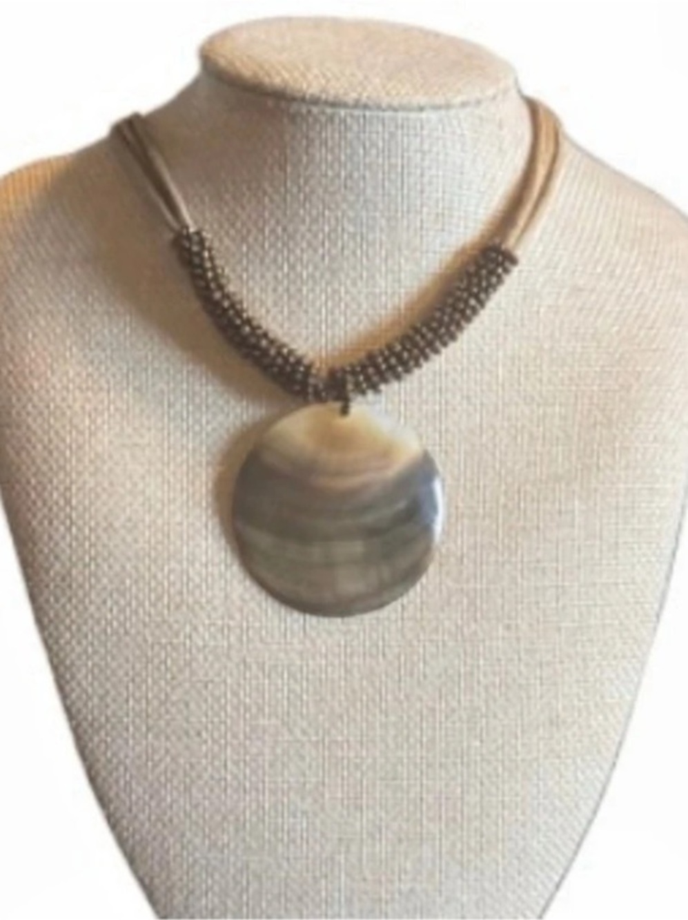Lia Sophia harvest moon Necklace in abalone Brown & copper Like New